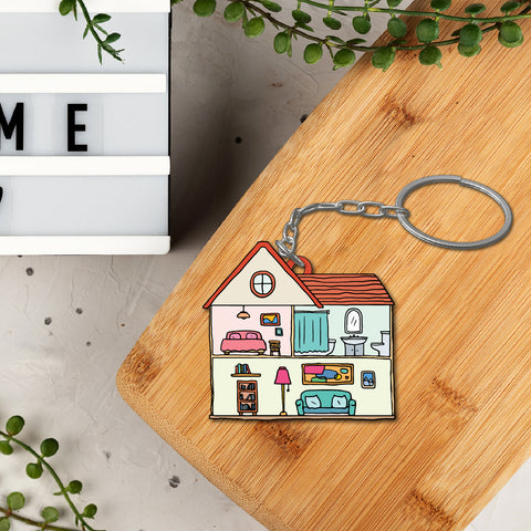 House Wooden Keychain