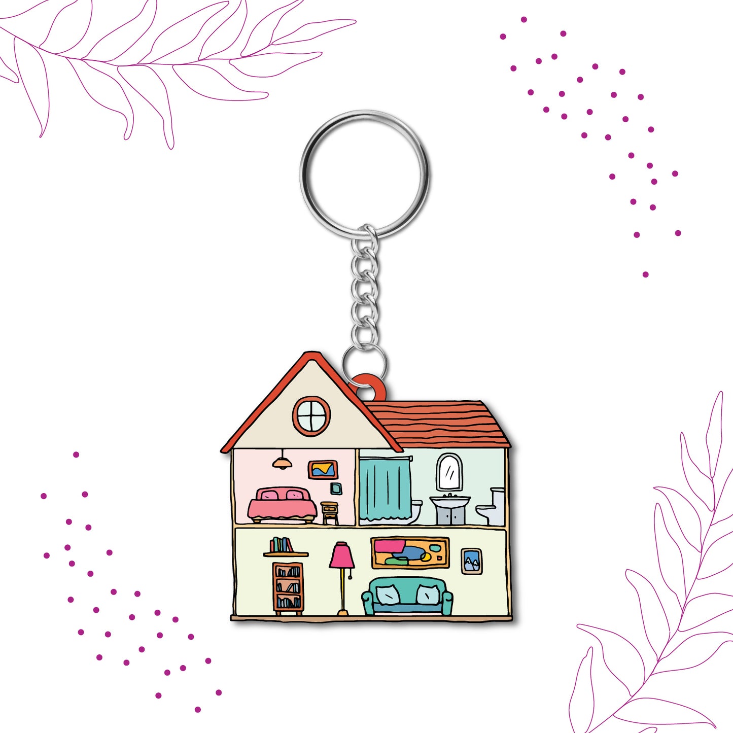 House Wooden Keychain