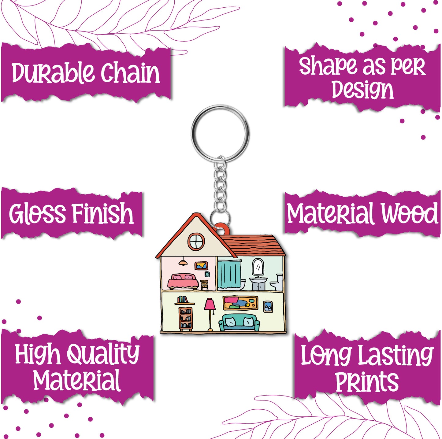 House Wooden Keychain