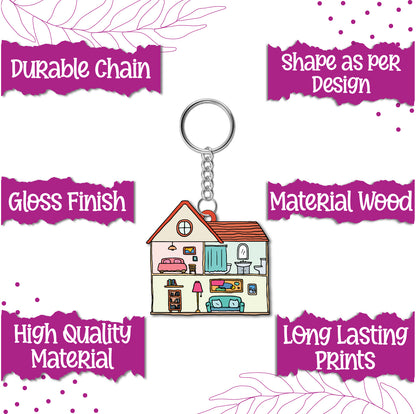 House Wooden Keychain