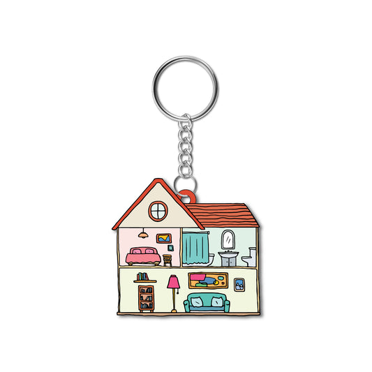 House Wooden Keychain