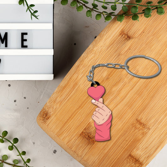 Wooden Korean Heart Keychain