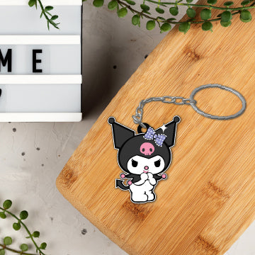Wooden Kuromi Keychain