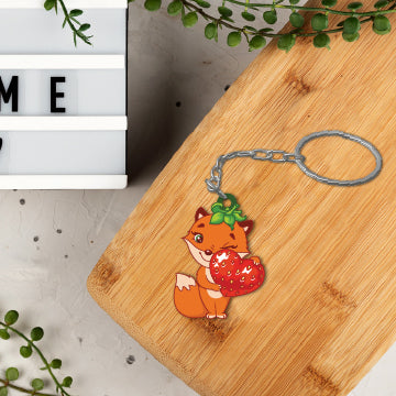 Wooden Fox Keychain