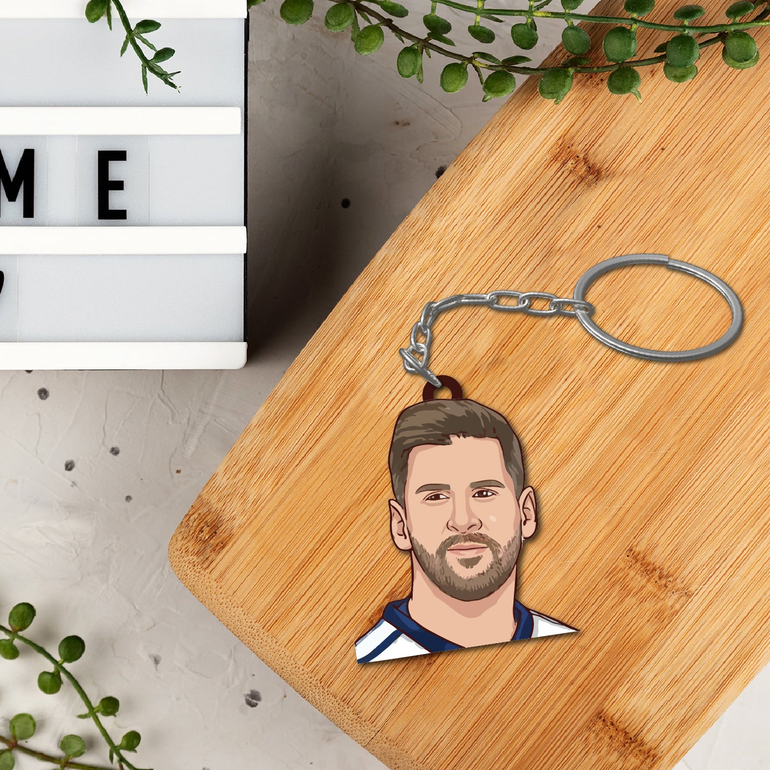 Premium Wooden Messi Keychain