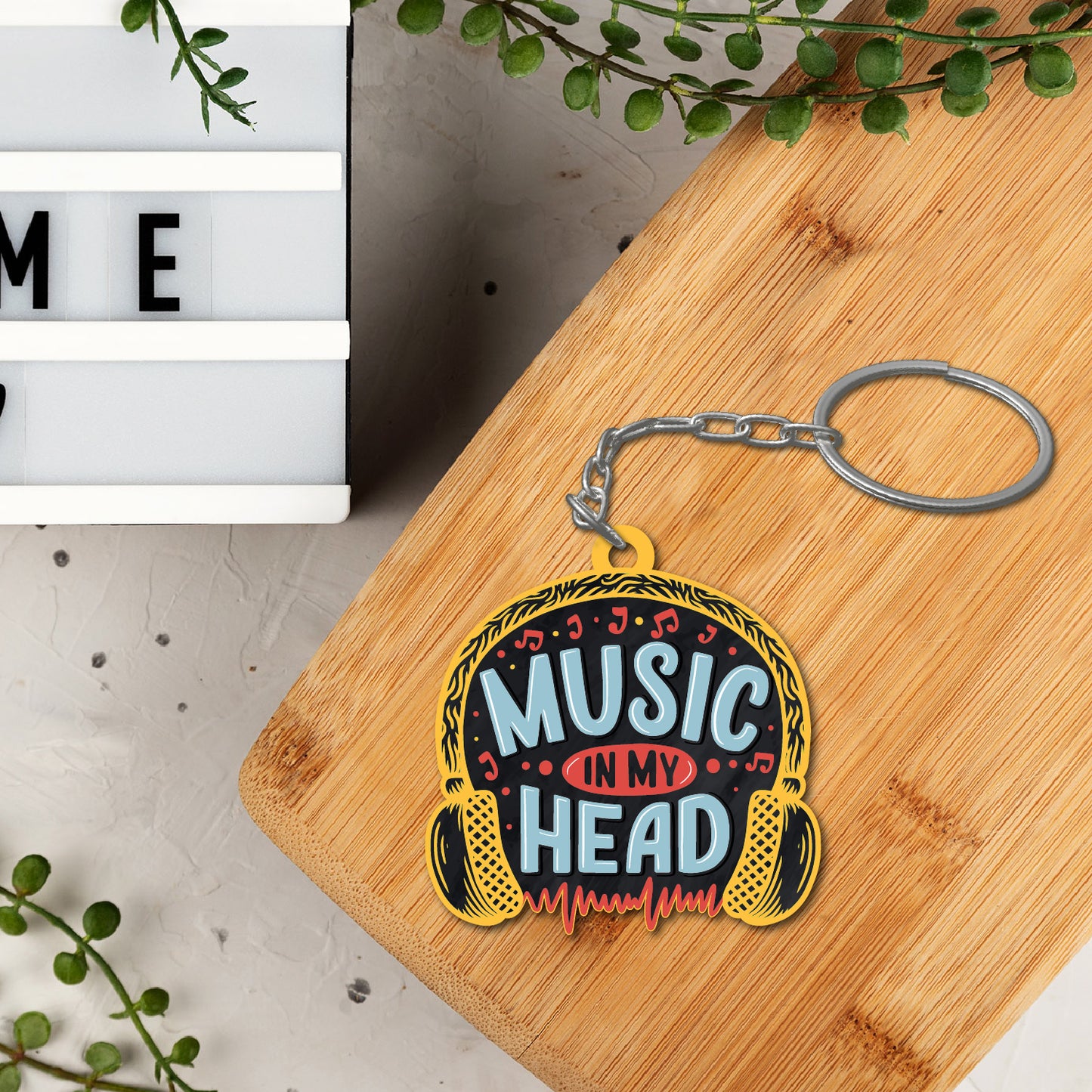 Music in my head Wooden Keychain