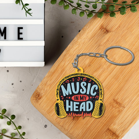 Music in my head Wooden Keychain