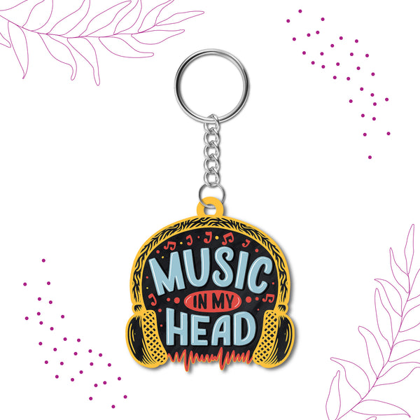 Music in my head Wooden Keychain