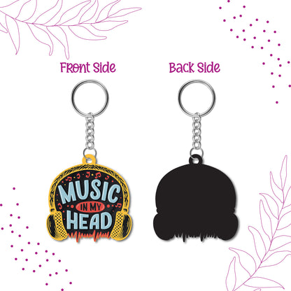 Music in my head Wooden Keychain