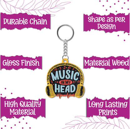 Music in my head Wooden Keychain