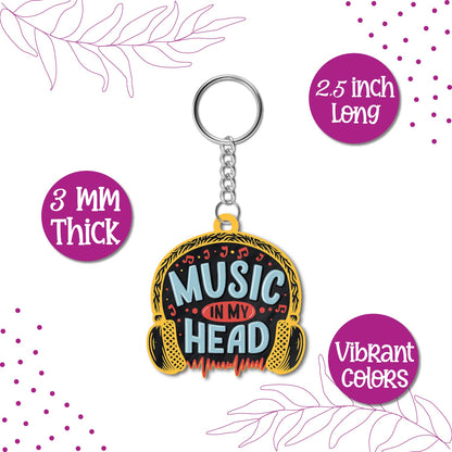 Music in my head Wooden Keychain