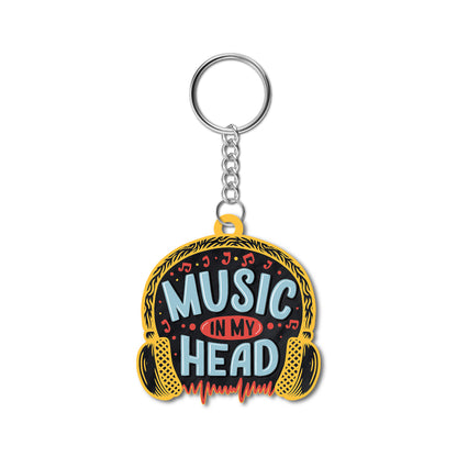 Music in my head Wooden Keychain