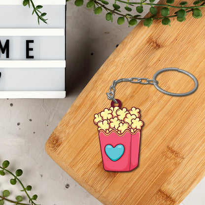 Wooden Popcorn Keychain