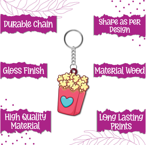 Popcorn Wooden Keychain