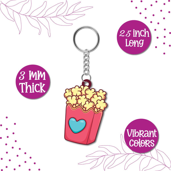 Popcorn Wooden Keychain