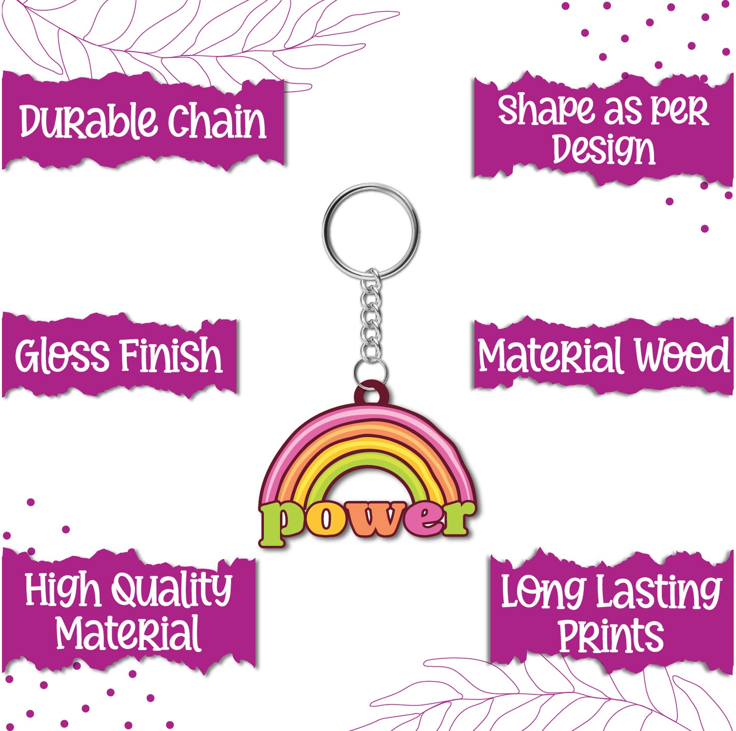 Power Wooden Keychain