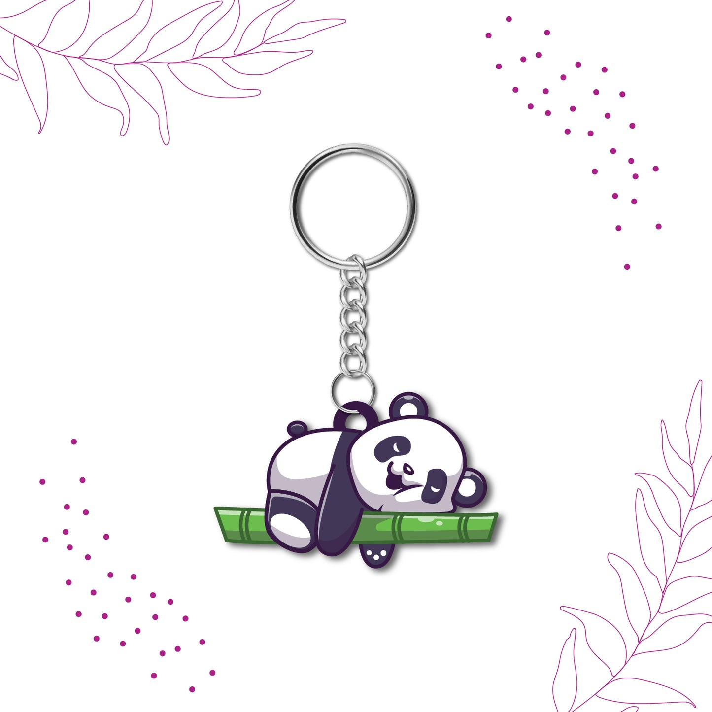 Sleeping Panda Wooden Keychain