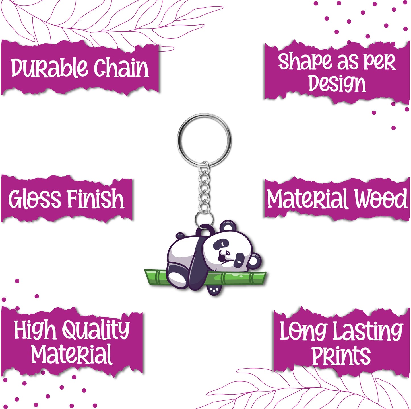 Sleeping Panda Wooden Keychain