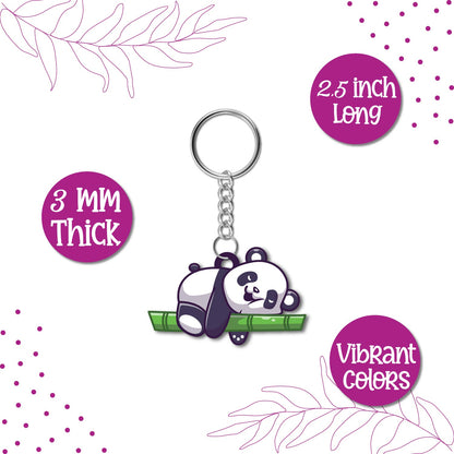 Sleeping Panda Wooden Keychain