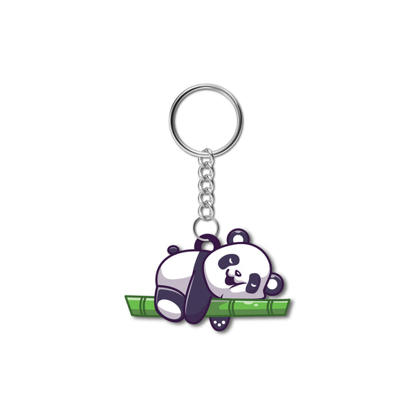Sleeping Panda Wooden Keychain