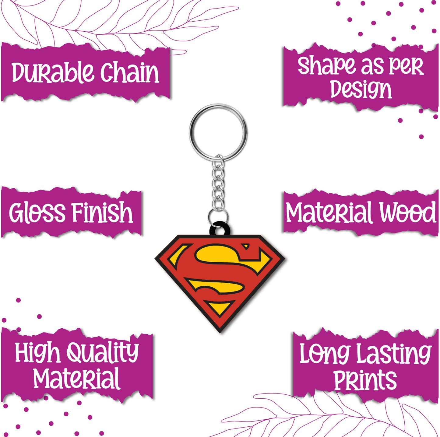 Superman Wooden Keychain