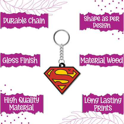 Superman Wooden Keychain