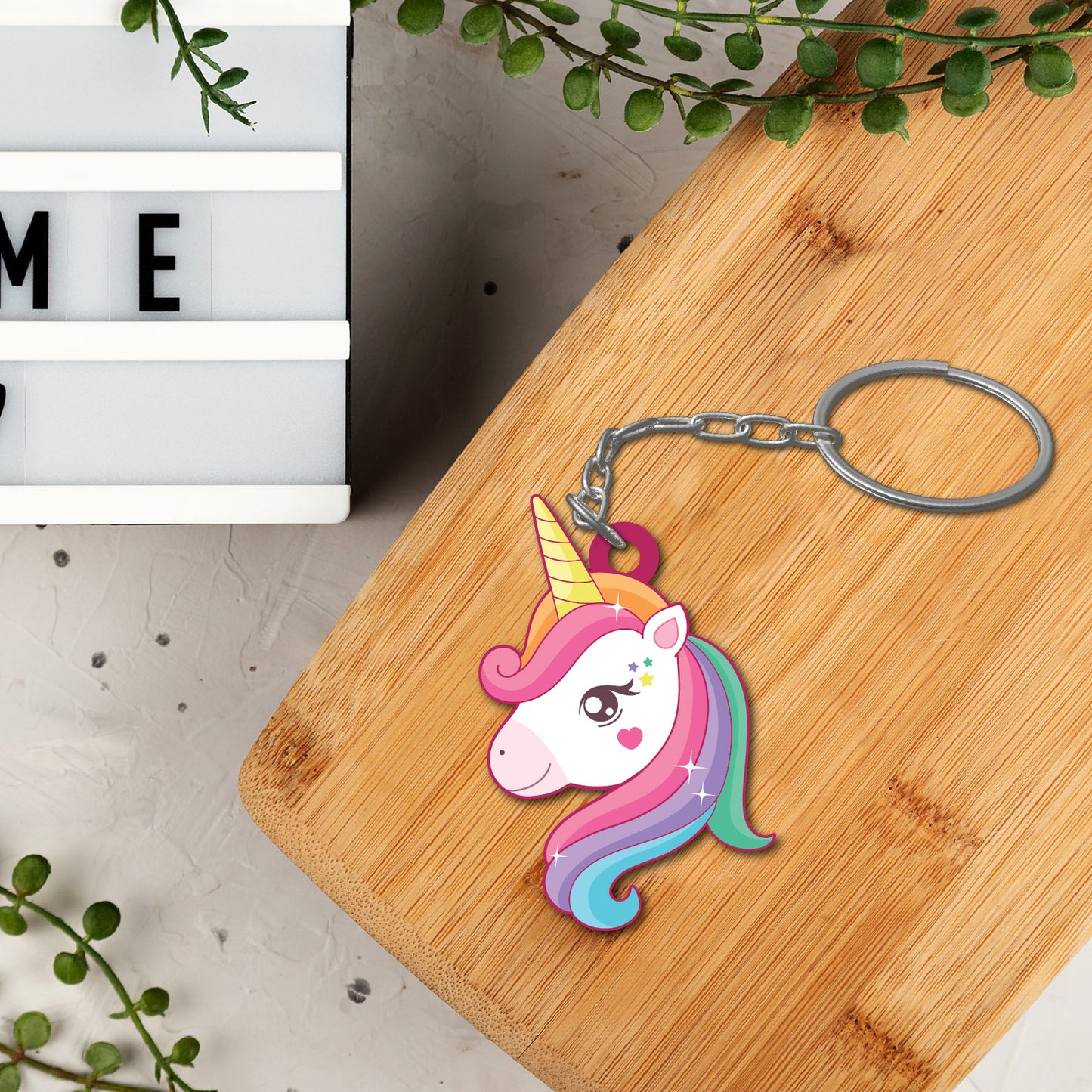 Wooden Unicorn Keychain
