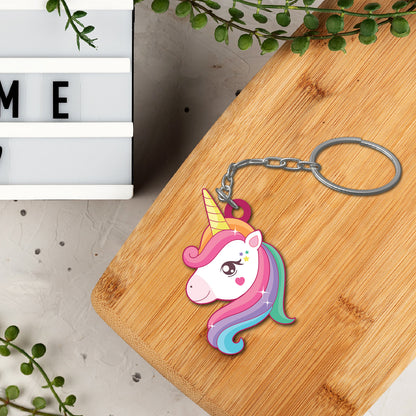 Wooden Unicorn Keychain
