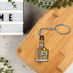Save Water Wooden Keychain