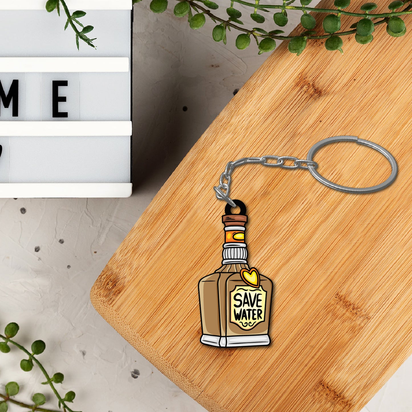 Wooden Whiskey Glass Keychain