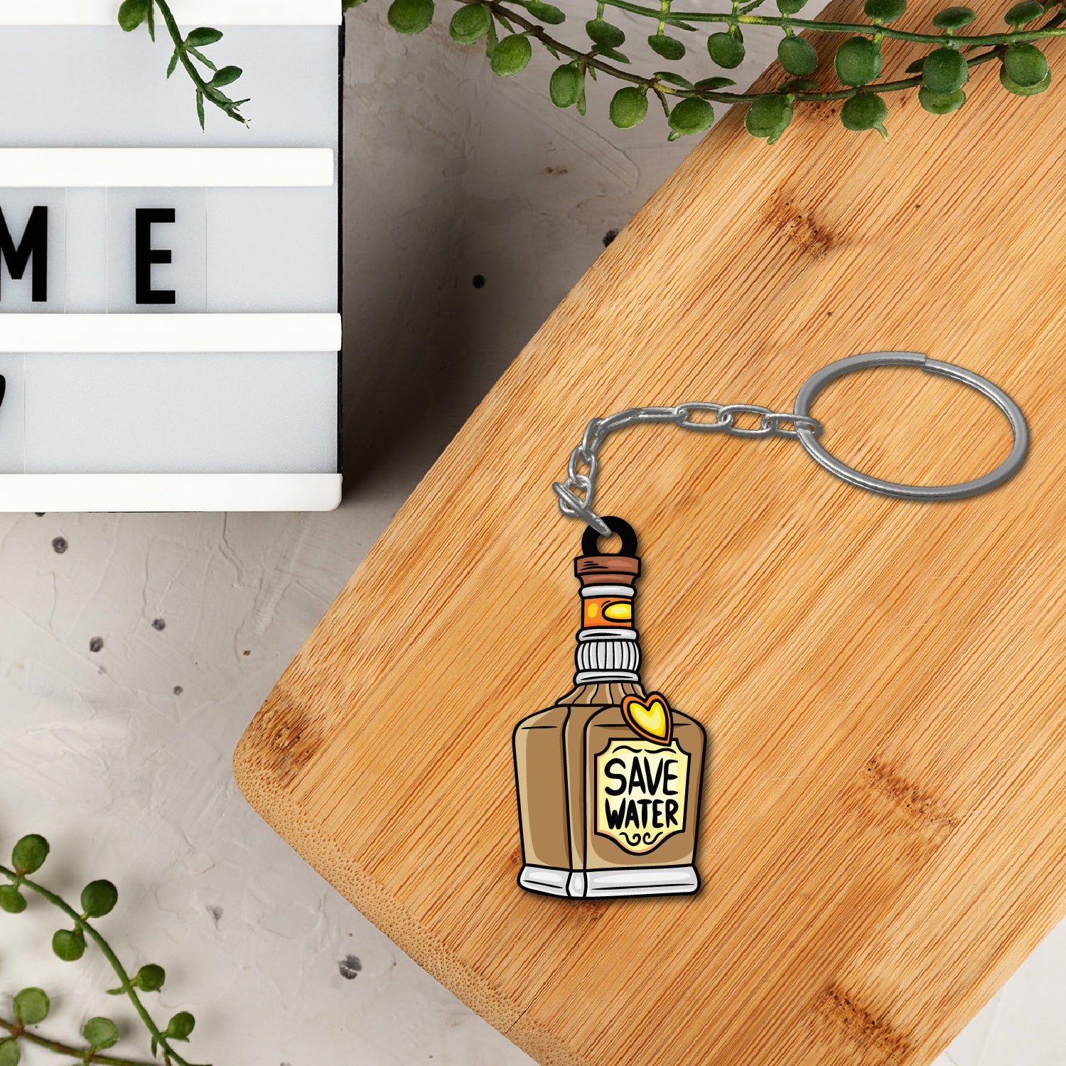 Wooden Whiskey Glass Keychain