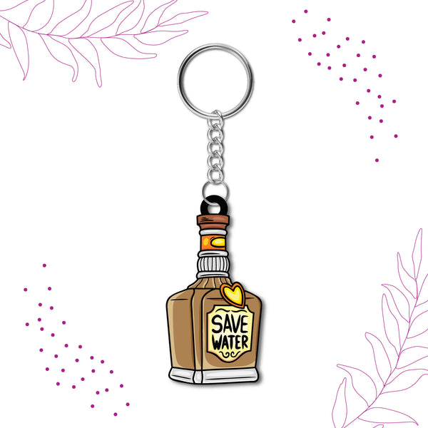Save Water Wooden Keychain