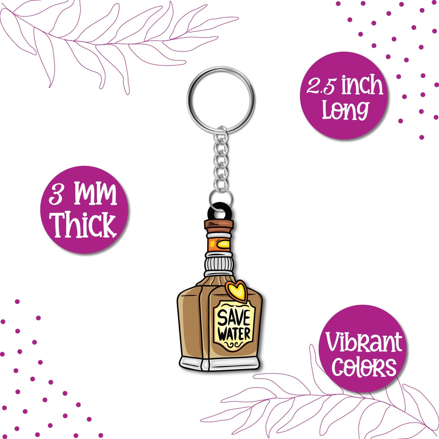 Save Water Wooden Keychain