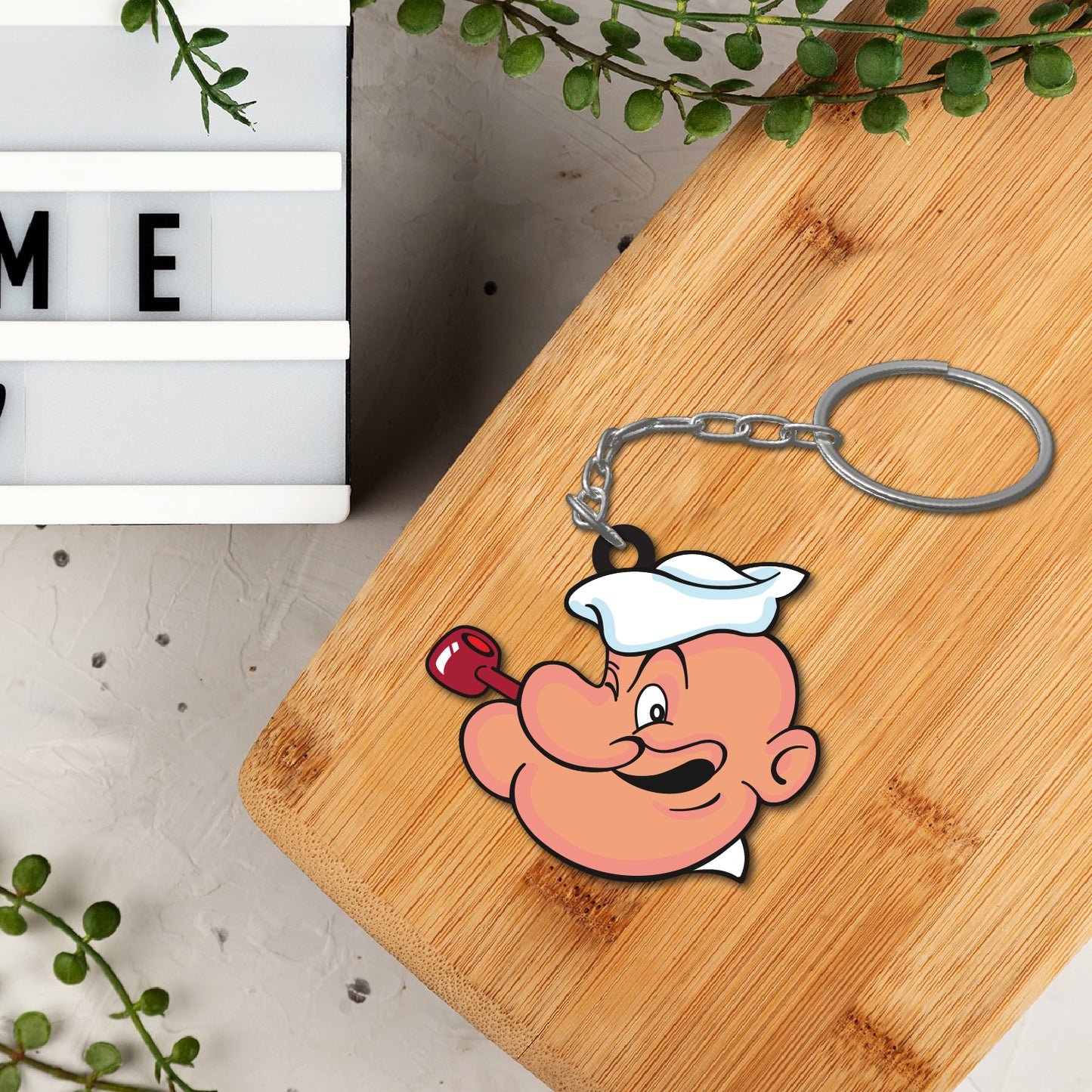 Wooden Popeye Keychain