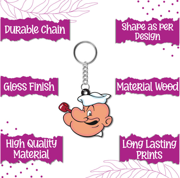 Popeye Wooden Keychain