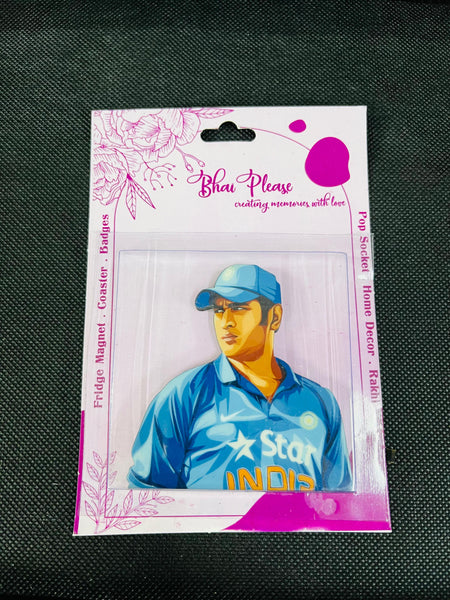 MS Dhoni Wooden Fridge Magnet
