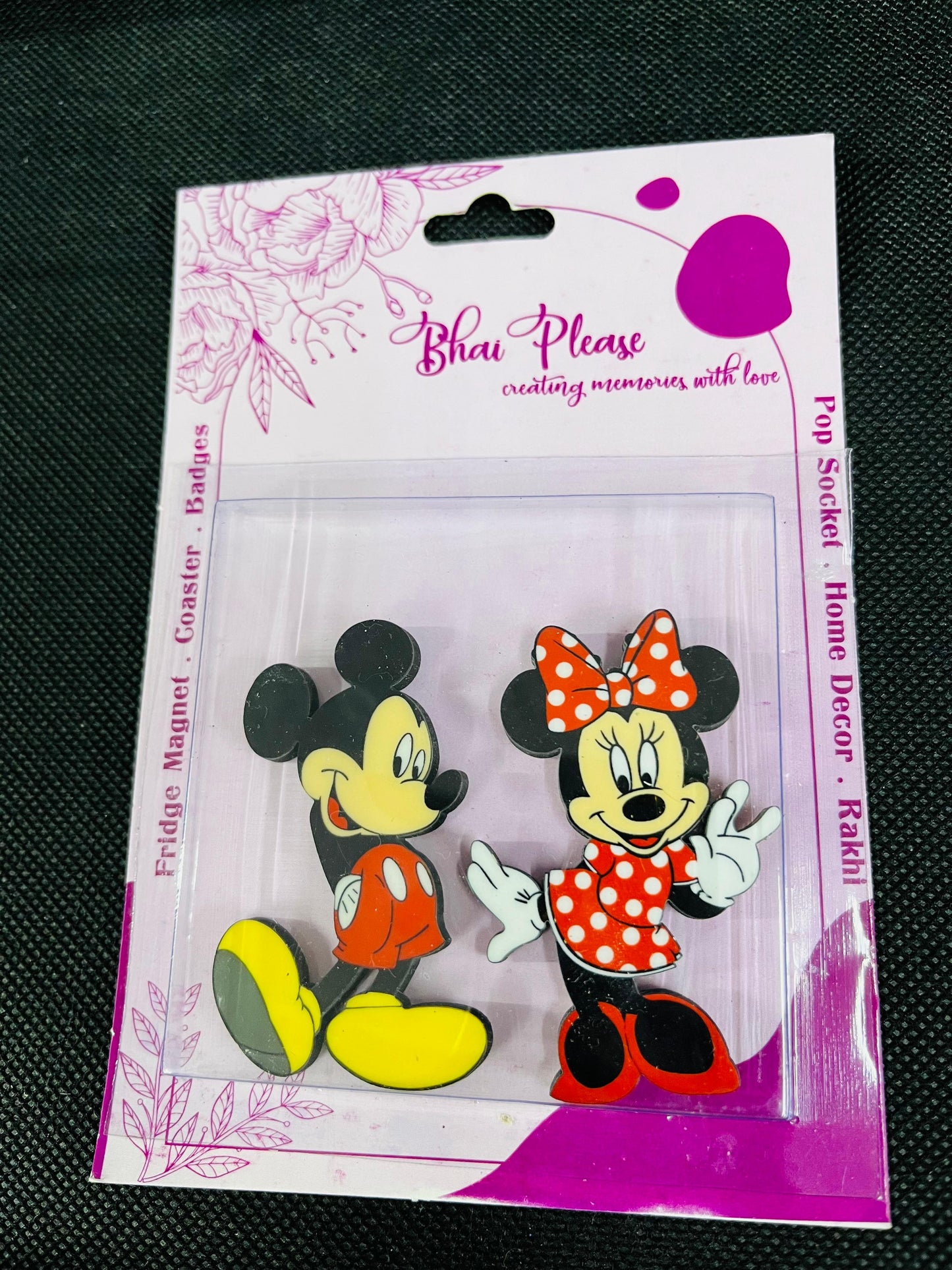 Mickey and Minnie Wooden Fridge Magnet