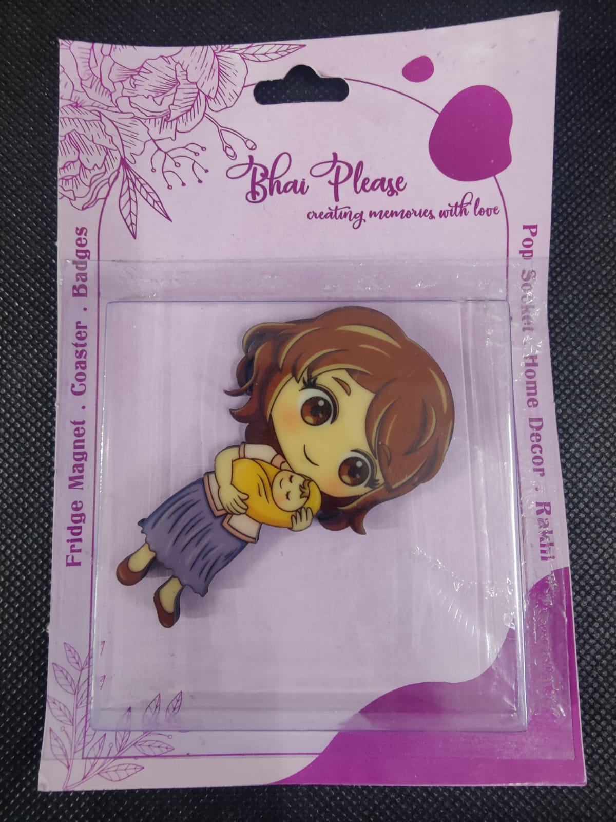 Mom and baby fridge magnet for new parents