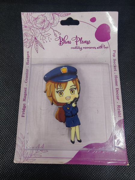 Policewoman Wooden Fridge Magnet