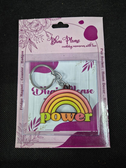 Power Wooden Keychain