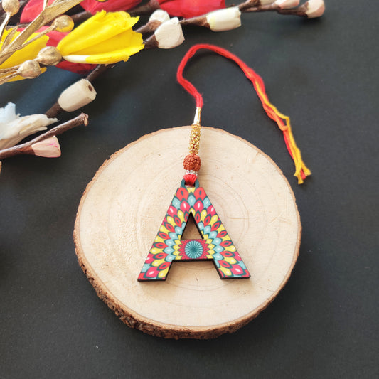 Alphabet A Wooden Lumba Rakhi