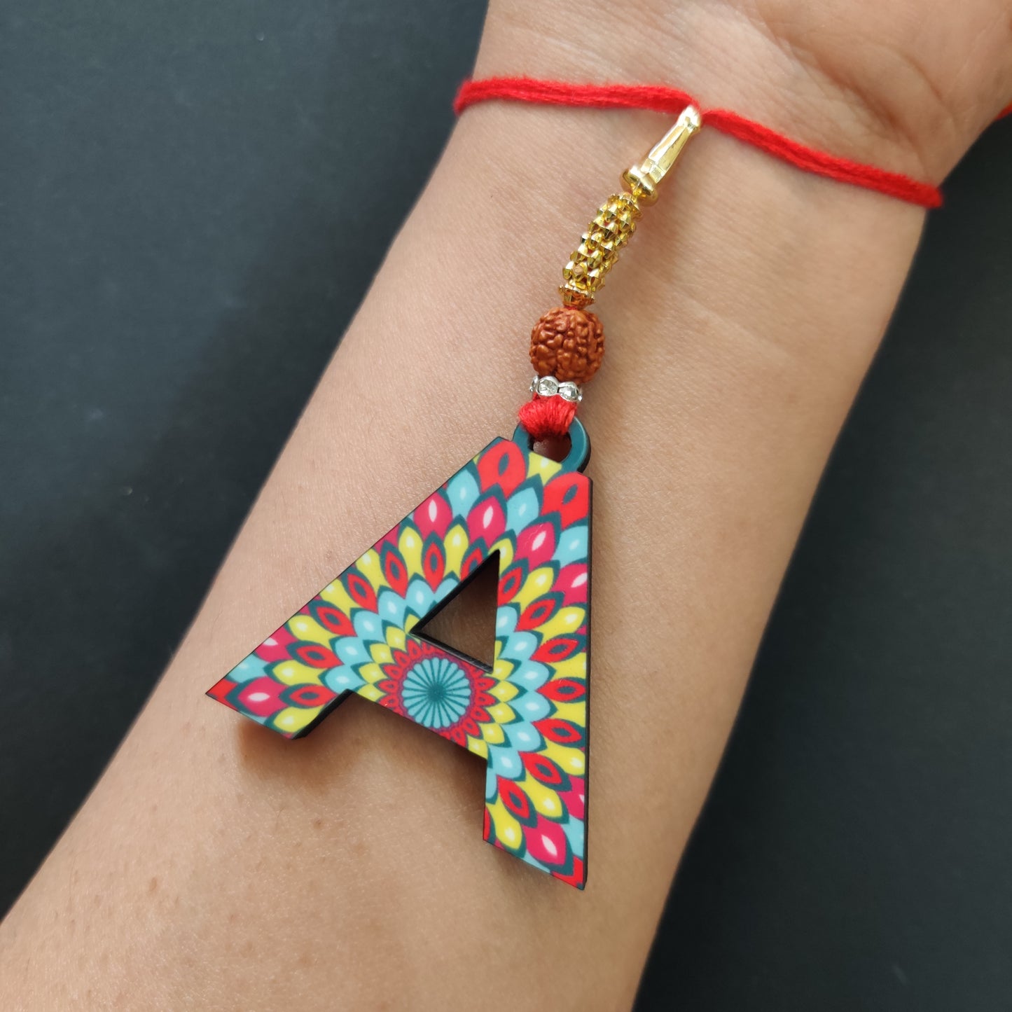 Alphabet A Wooden Lumba Rakhi
