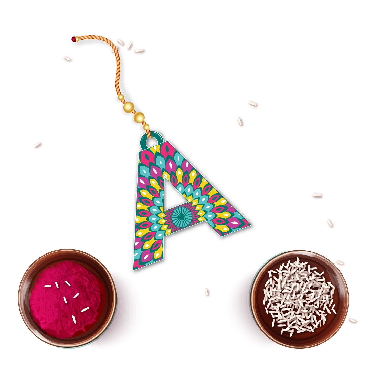 Alphabet A Wooden Lumba Rakhi