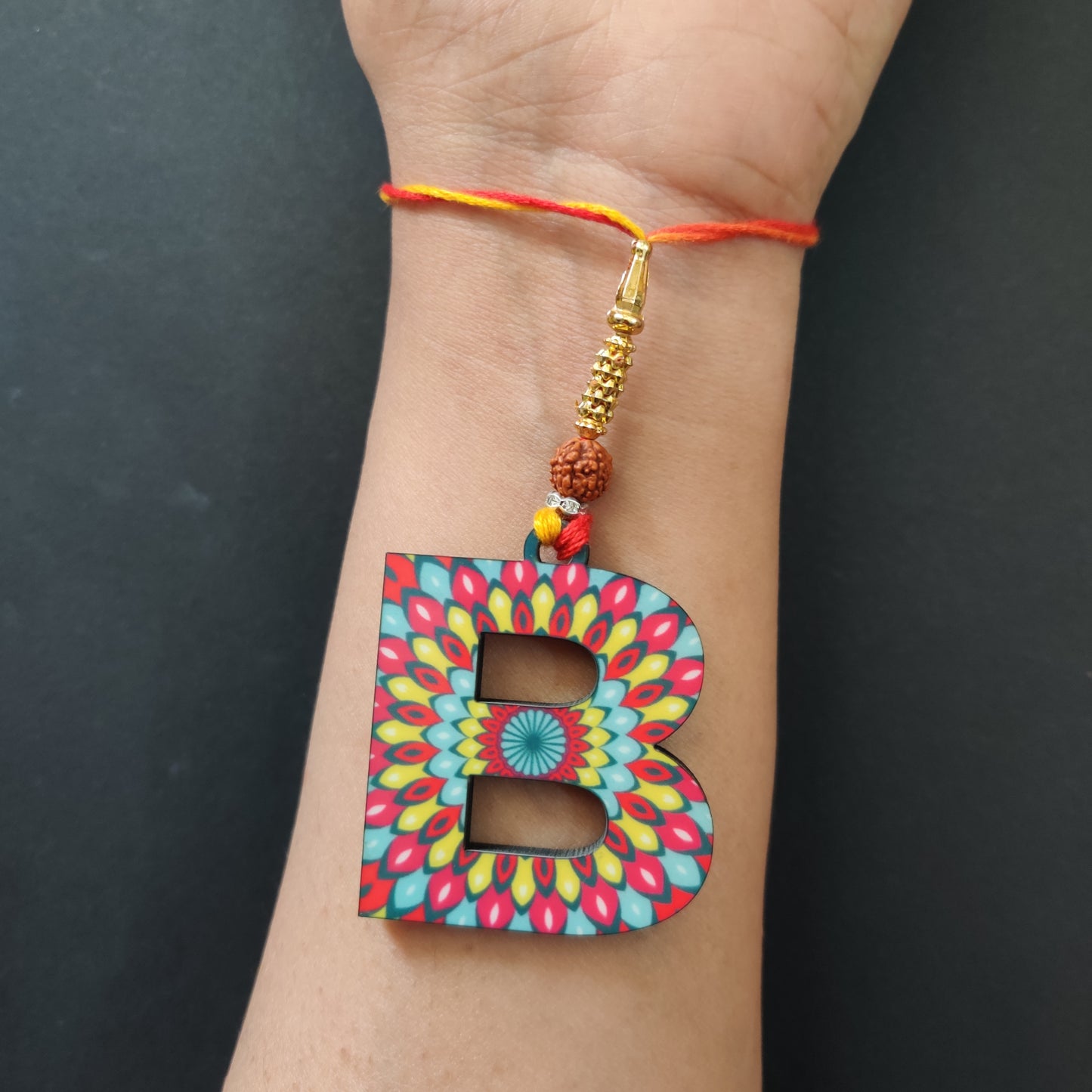 Alphabet B Wooden Lumba Rakhi