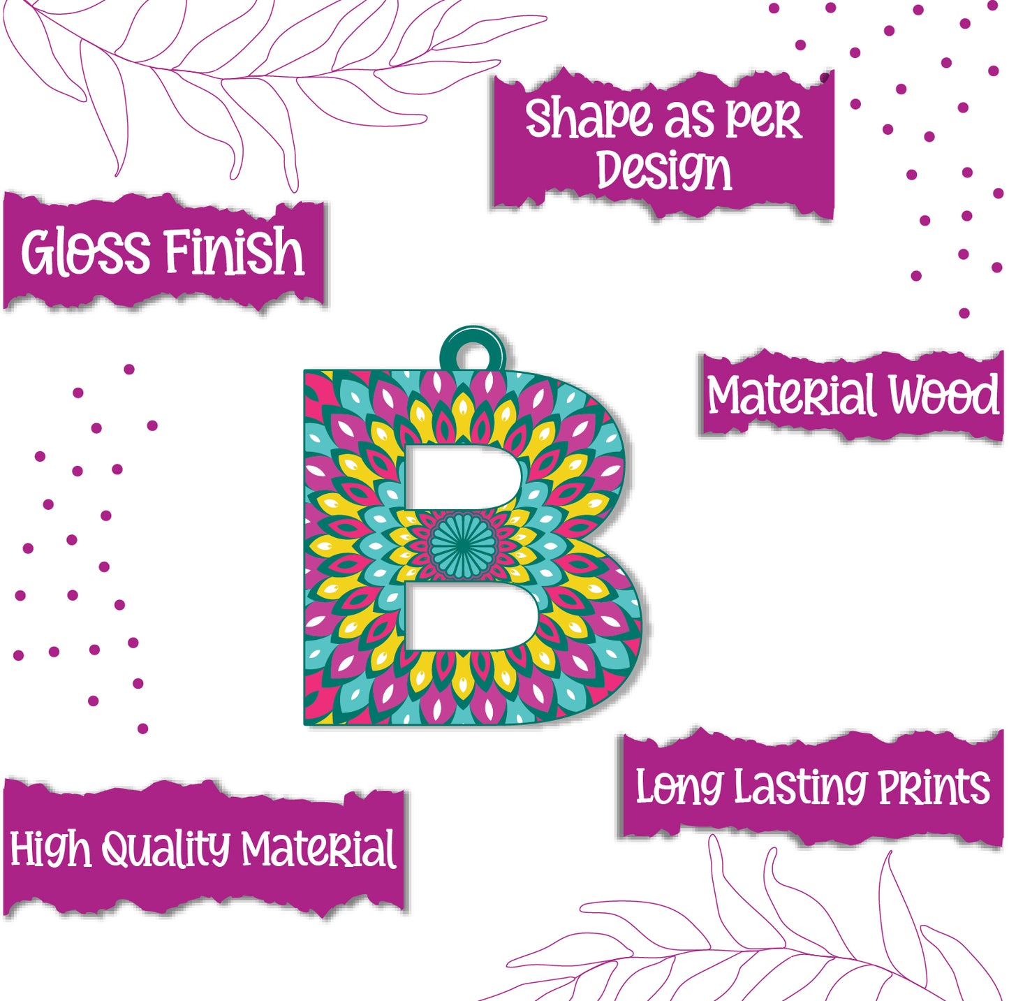 Alphabet B Wooden Lumba Rakhi