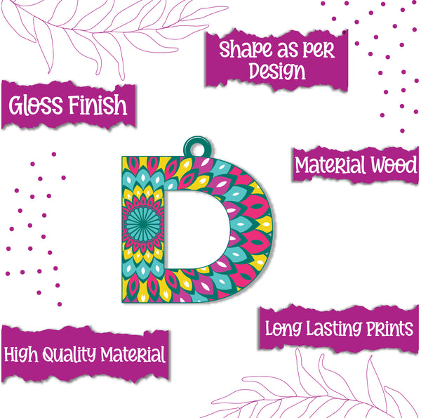 Alphabet D Wooden Lumba Rakhi