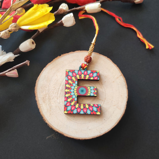 Alphabet E Wooden Lumba Rakhi