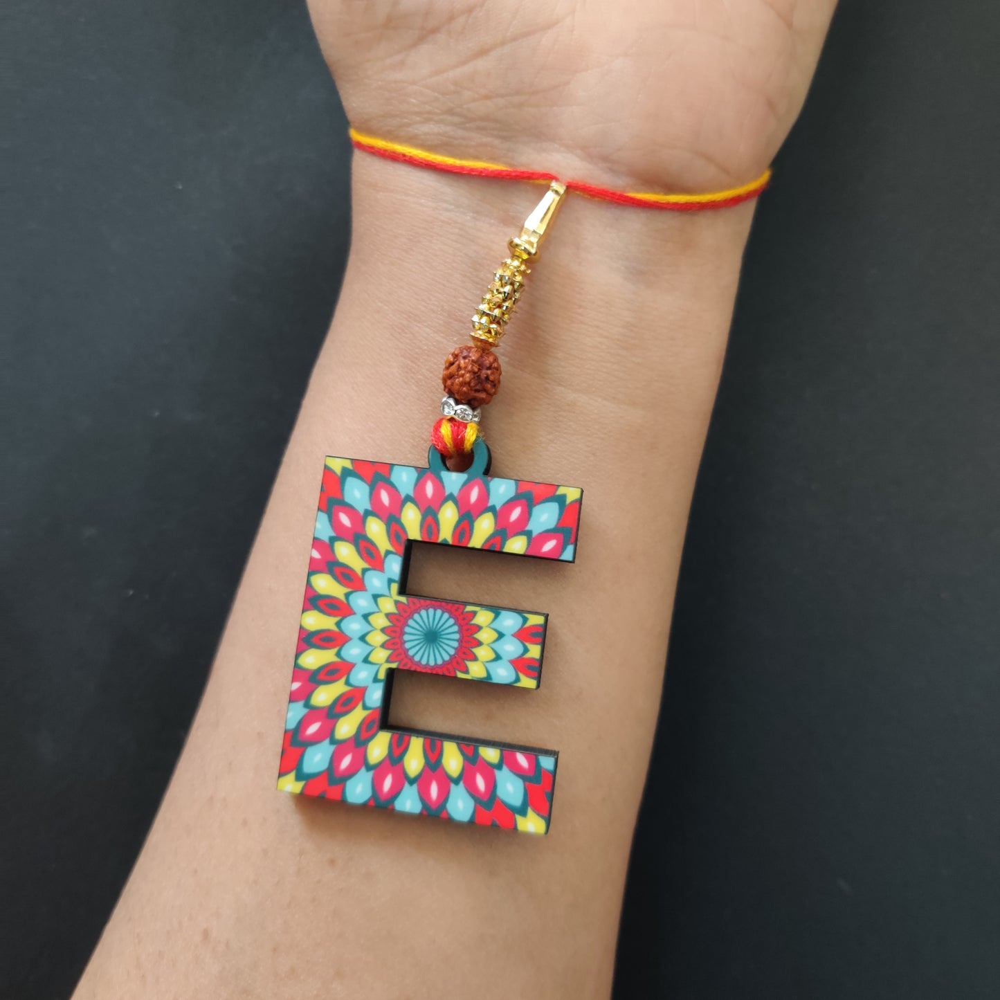 Alphabet E Wooden Lumba Rakhi
