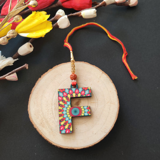 Alphabet F Wooden Lumba Rakhi