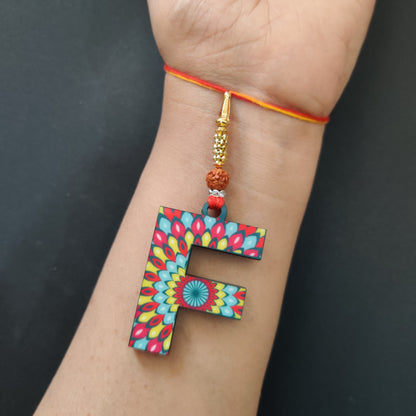 Alphabet F Wooden Lumba Rakhi